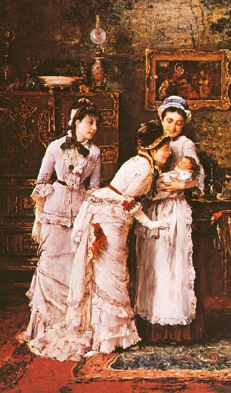 Mihaly Munkacsy Baby's Visitors France oil painting art